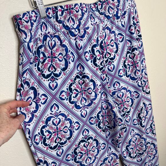 New Directions Blue Pink Elastic Waist Pull On Pant Large - Picture 6 of 12